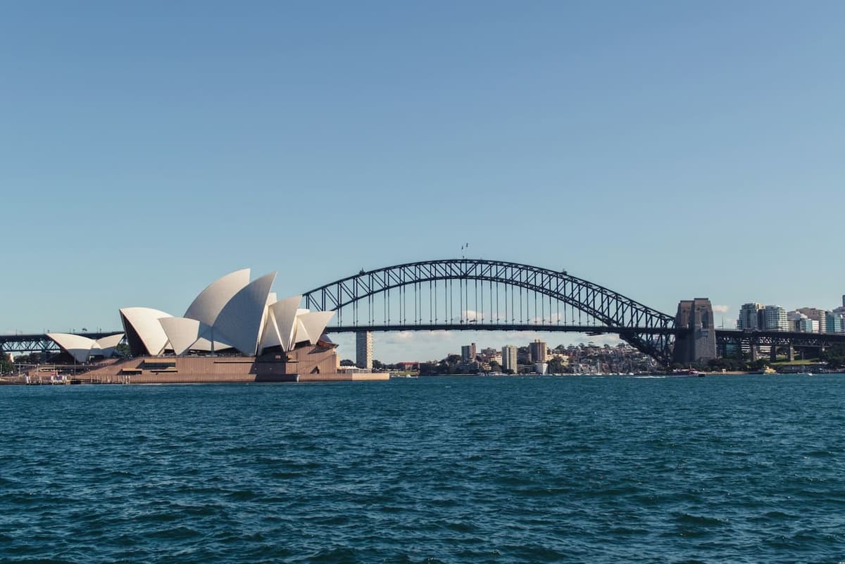 Sydney Opera House and Harbour Bridge across the harbour